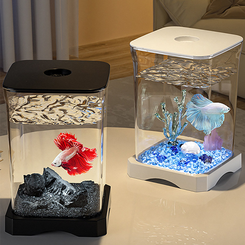 斗鱼缸家用客厅小型金鱼缸办公桌书桌观赏小鱼缸桌面造景生态养鱼