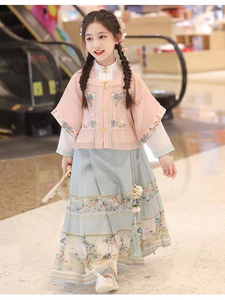 马面裙女童春秋季儿童汉服2023新款国风秋款套装女孩古风古装长袖