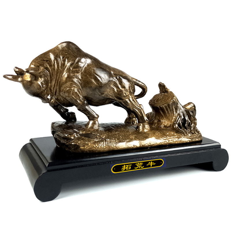 深圳特色文化礼品大理石仿青铜拓荒牛纪念办公笔筒摆件孺子牛雕塑