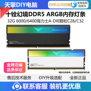 DIE颗粒C28 十铨幻境DDR5 6400海力士A 6000 C32ARGB内存灯条 32G