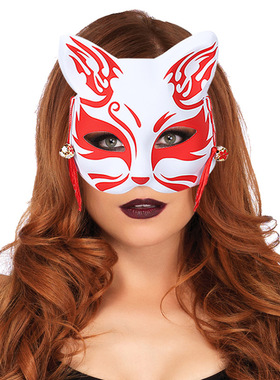 新款纯欲动漫狐狸暗部日本和风半脸猫咪面具cosplay舞会派对道具