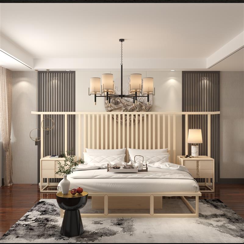 议价新中式原木实木双人床1.8米主卧别墅大床禅联系客服获取底价