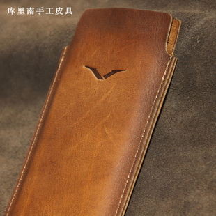 舒适防摔黑色保护壳手工复古风咖啡色头层牛皮 时尚 适用于iVERTU 5G保护套威图软壳VERTU纬图手机套定做个性