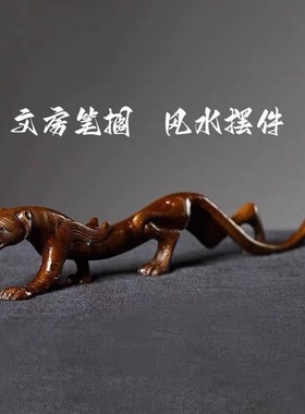 跨境古玩收藏仿古神兽白虎飞虎走虎老虎文房四宝笔架笔搁摆件书法