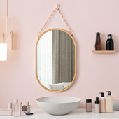 北欧浴室镜椭圆卫浴洗手间壁挂贴墙化妆镜卫生间洗漱台镜子挂墙式