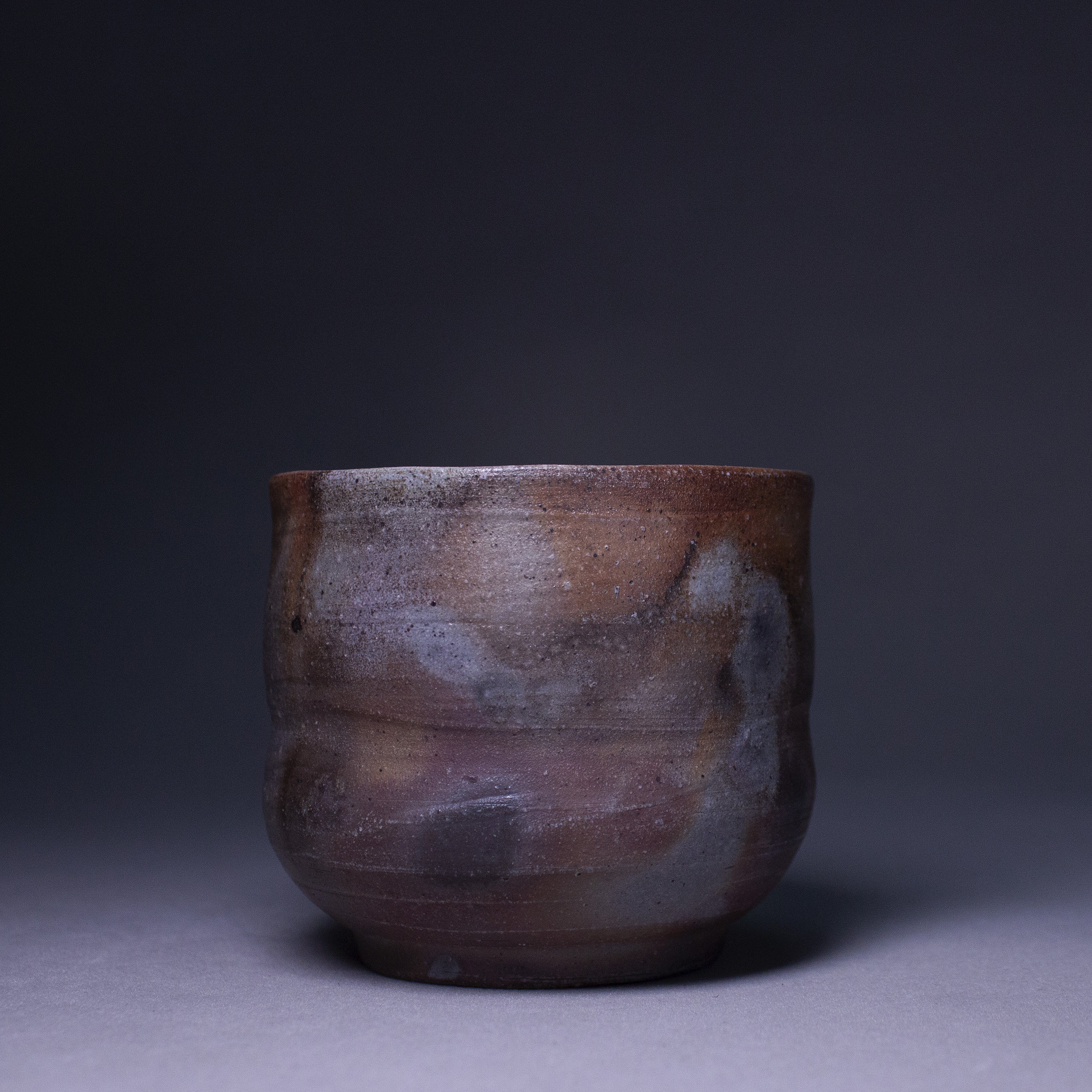 进口日式柴烧备前烧茶杯日本冈山陶瓷茶具大汤吞主人杯柴冈力侘寂