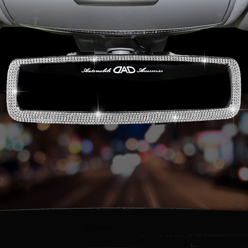 车载镶钻后视镜装饰车载车内倒车镜水钻后视镜套装饰品挂件女