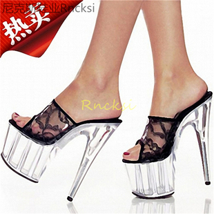 拖鞋 新款 外穿高跟凉拖时尚 罗马凉鞋 凉鞋 网纱高跟鞋 女夏季