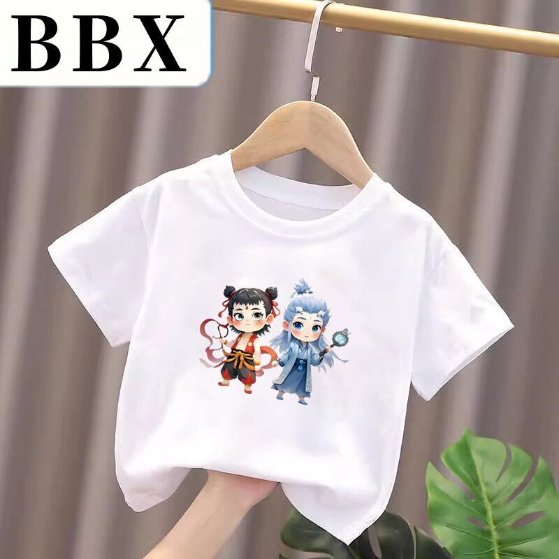 白色短袖t恤儿童宽松上衣女童男童半袖纯棉a类中大童统一纯色班服