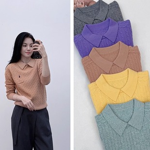 打底衫 巨减龄100羊毛厚毛衣翻领麻花宽松大码 质感绝了 软糯糯