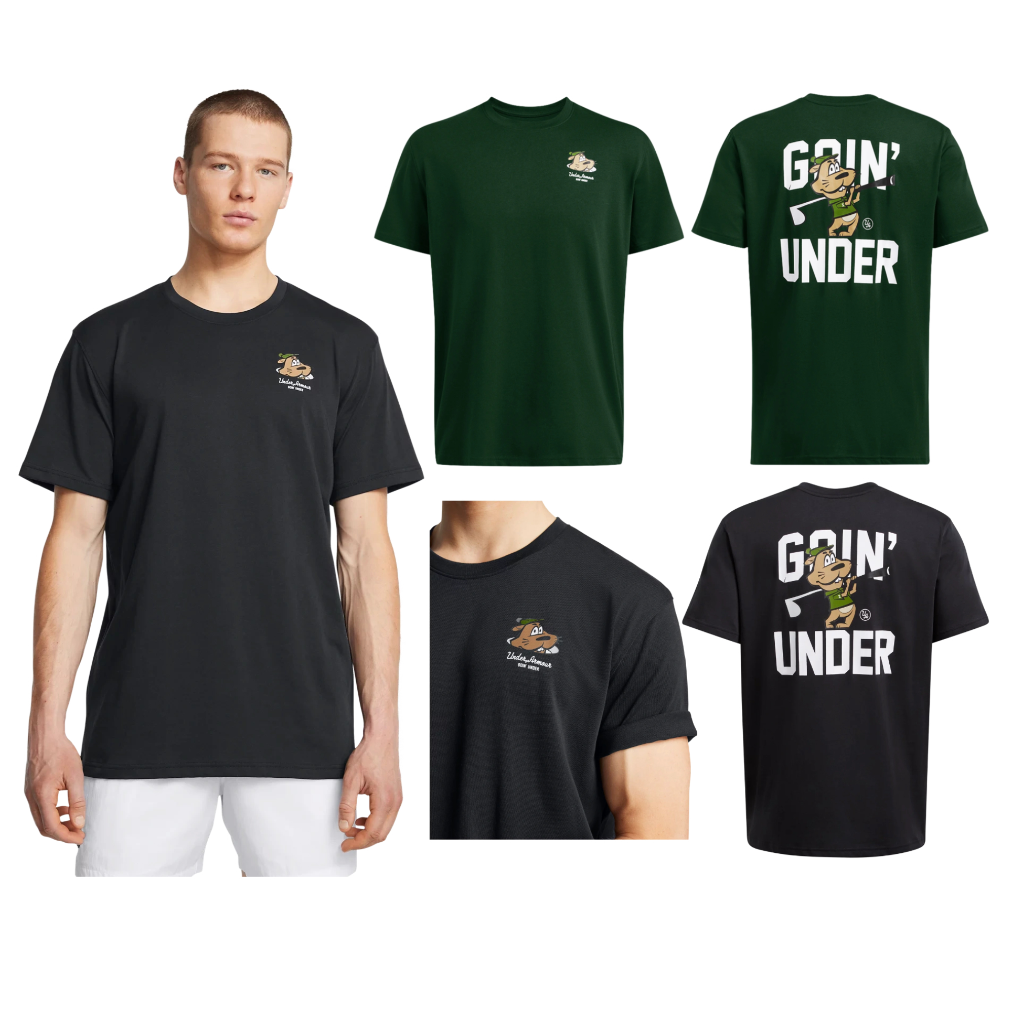 安德玛短袖男2024新款透气休闲圆领针织T恤运动上衣1386789