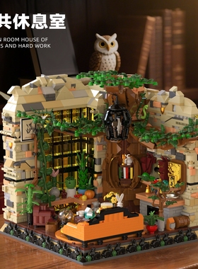 砖悦66138赫奇帕奇休息室国产积木场景MOC哈利波特拼装模型玩具