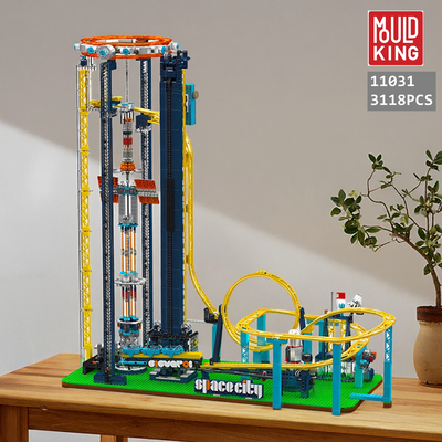 国产积木MOC游乐园垂直过山车