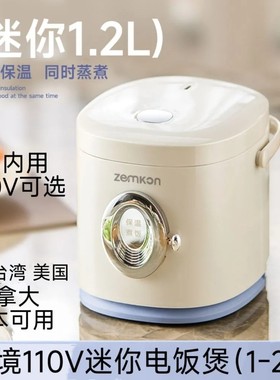 跨境110V迷你电饭煲煮饭煮粥煲汤中国台湾美国加拿大日本1-2人用