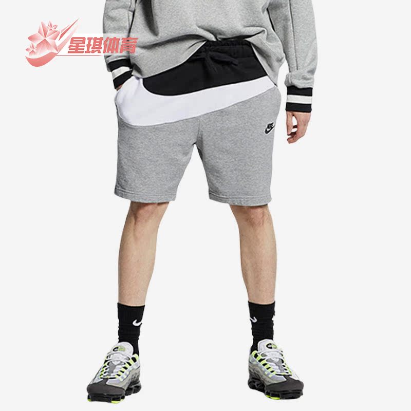 耐克男子大Logo拼接松紧腰五分裤