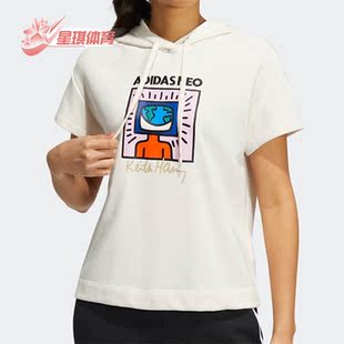 Neo女子连帽运动短袖 Adidas 新款 春季 T恤HD7255 阿迪达斯正品