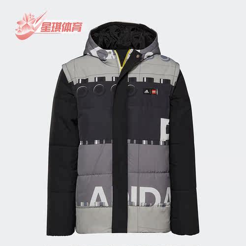 阿迪达斯正品大童连帽棉服