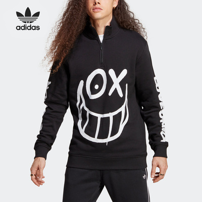 阿迪三叶草联名款男子半拉链卫衣