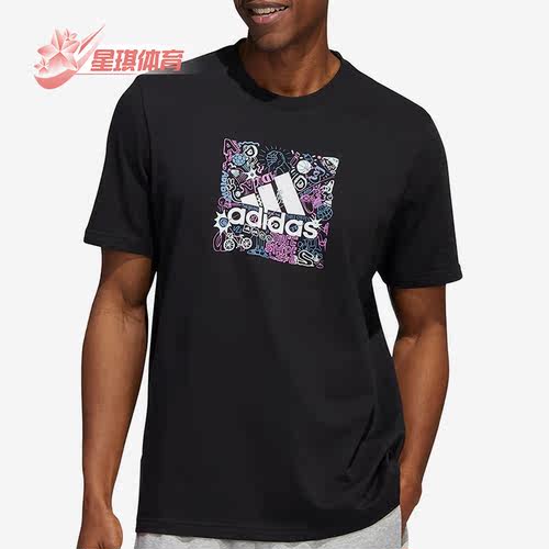 阿迪达斯男子印花短袖T恤