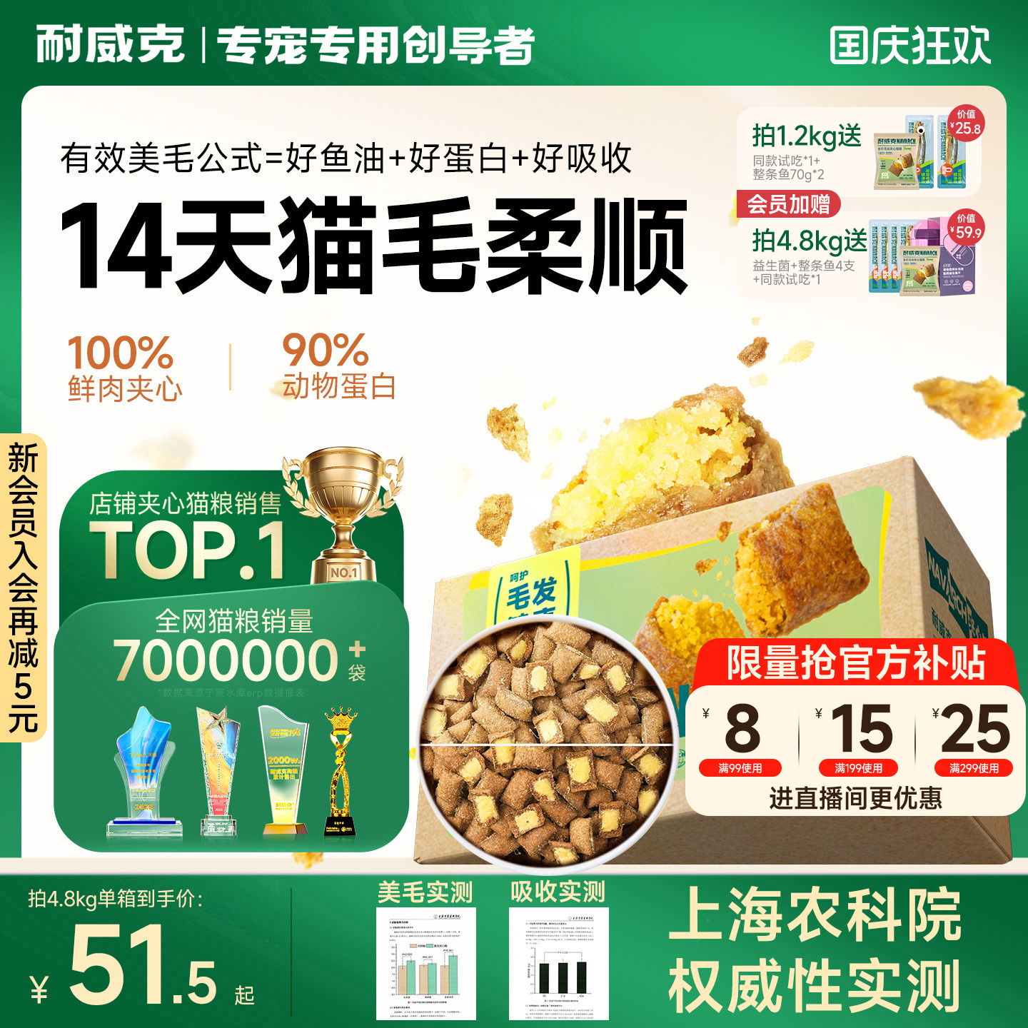 【天猫甄选】耐威克鲜肉夹心猫粮