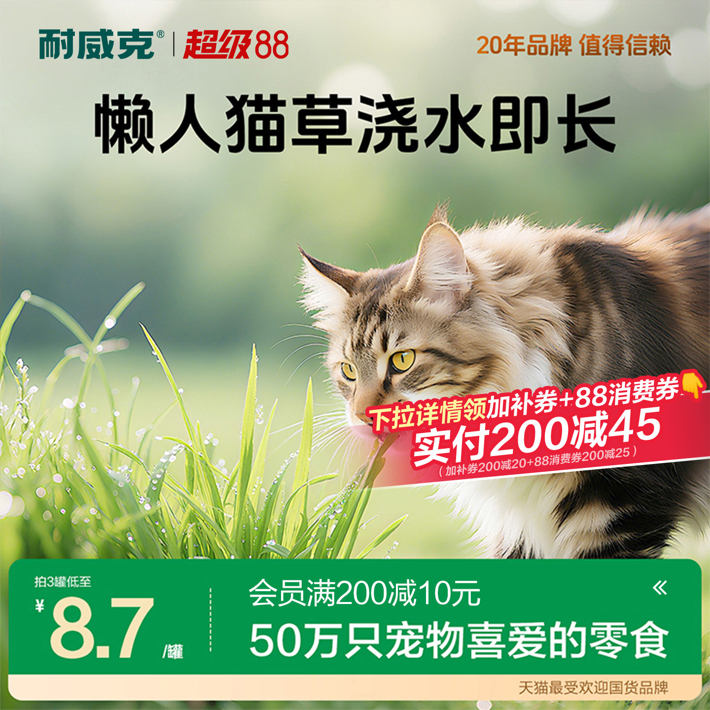 耐威克猫草种子水培猫薄荷零食罐头除毛球盆栽已种好猫咪用品*3罐