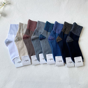 潮流百搭春秋款 BAL韩国东大门中筒袜女亮丝拼色纯色女袜薄款 时尚