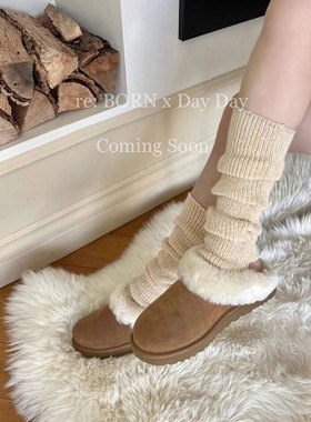 现货韩国进口MARCA羊毛混纺螺纹袜套踩脚纯色性感网红款堆堆袜筒