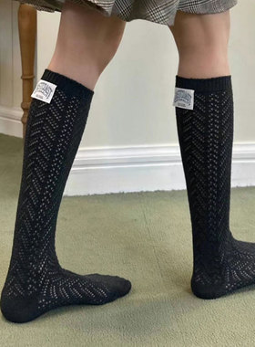 代购reBORN韩国东大门长筒袜女镂空网袜棉质潮流外穿百搭小众袜子