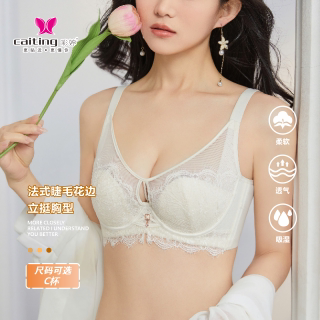 彩婷法式睫毛花边蕾丝内衣女 聚拢上托立挺胸型C杯性感文胸