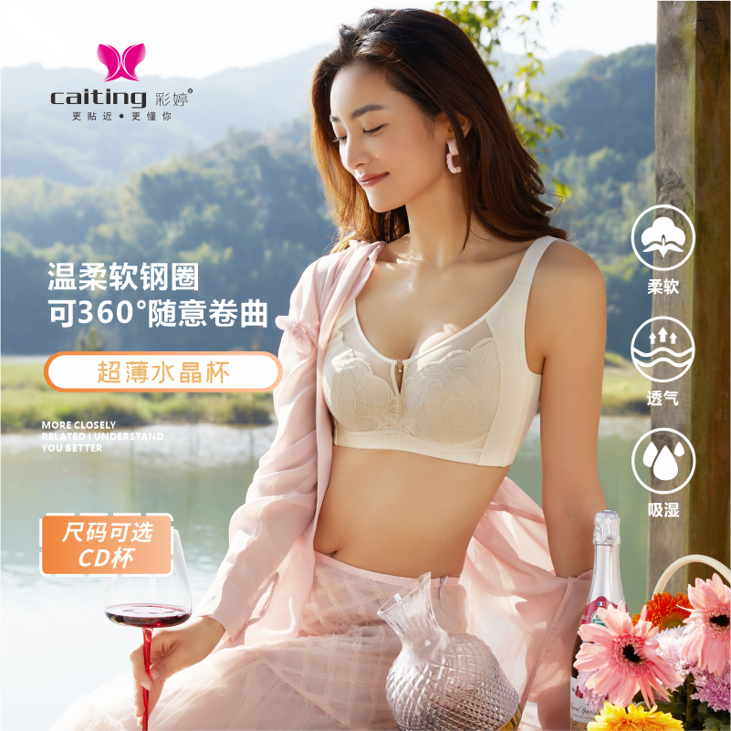 彩婷内衣女夏薄款收副乳防下垂大胸显小胸调整型文胸CD杯6065