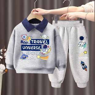 男童春装套装2025新款韩范宝宝衣服儿童春秋季卫衣帅气时髦潮男孩