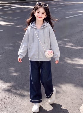 女大童学院风秋季套装外套牛仔裤