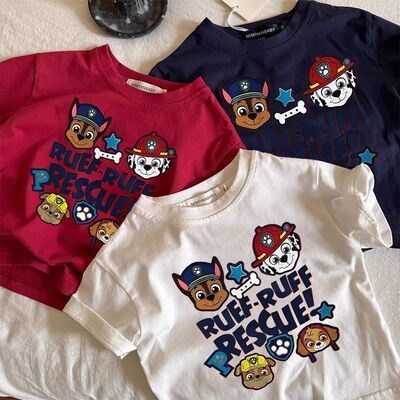 卡通汪汪队纯棉纯色短袖T恤夏季