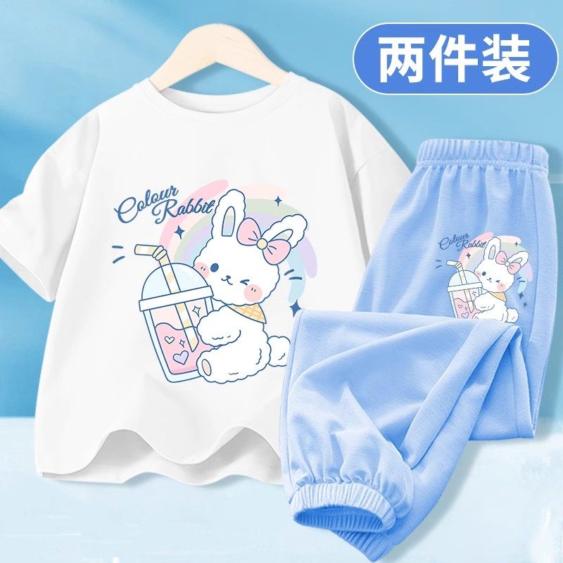 女童夏装套装2024新款儿童夏季洋气时髦短袖两件套女孩夏款运动服图片