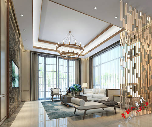 c191奢华新古典新中式别墅设计CAD施工图纸效果图预算报价表