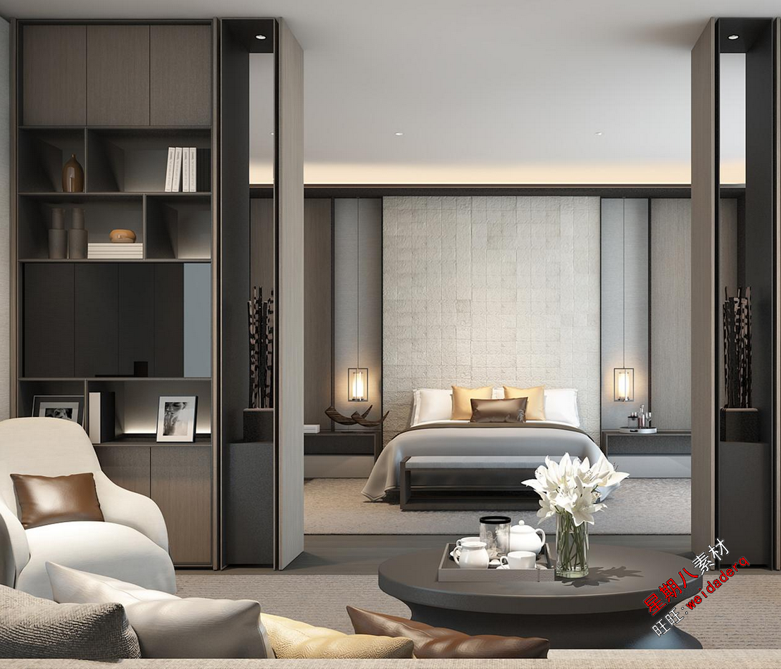 z38 最新现代极简主义奢华新加坡scda设计高级灰高端大宅酒店