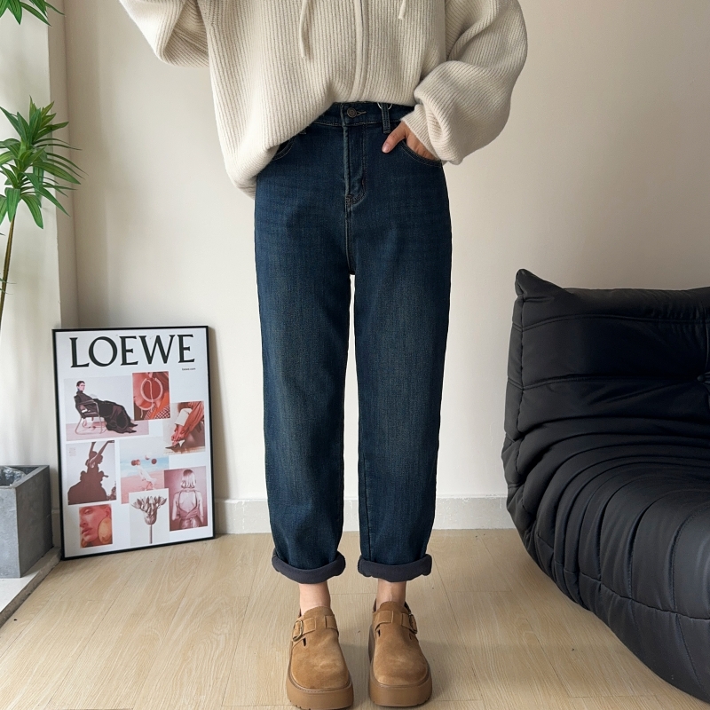 大码密密绒九分哈伦窄版裤萝卜裤