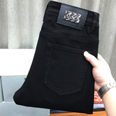 秋季 冬季 轻奢欧货直筒宽松休闲修身 小脚纯黑九分裤 黑色牛仔裤 男款