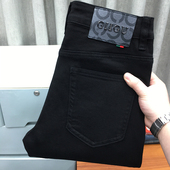 九分黑色牛仔裤 男直筒欧货修身 小脚休闲纯黑长裤 高端经典 秋冬款