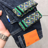 新款 牛仔裤 男2023欧洲站潮牌休闲弹力修身 冬季 小脚长裤