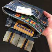 男夏薄款 印花九分牛仔裤 小直筒长裤 高端潮流蓝色弹力修身 春秋款