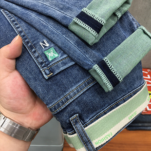 小脚九分裤 春夏季 男2023欧洲站潮牌蓝色弹力修身 牛仔裤 动力牛 新款