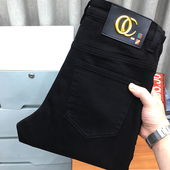 九分黑色牛仔裤 男直筒高端轻奢修身 小脚休闲纯黑色长裤 秋季 秋冬款