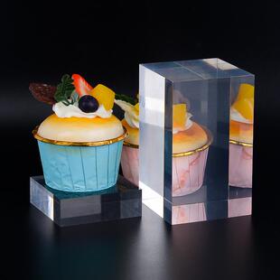 透明亚克力方柱底座蛋糕模形底托商品悬浮垫高支撑立柱6X6cm