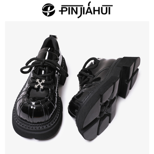 真皮休闲男女单鞋 PJH 复古松糕百搭德比鞋 增高5cm系带乐福鞋 男士