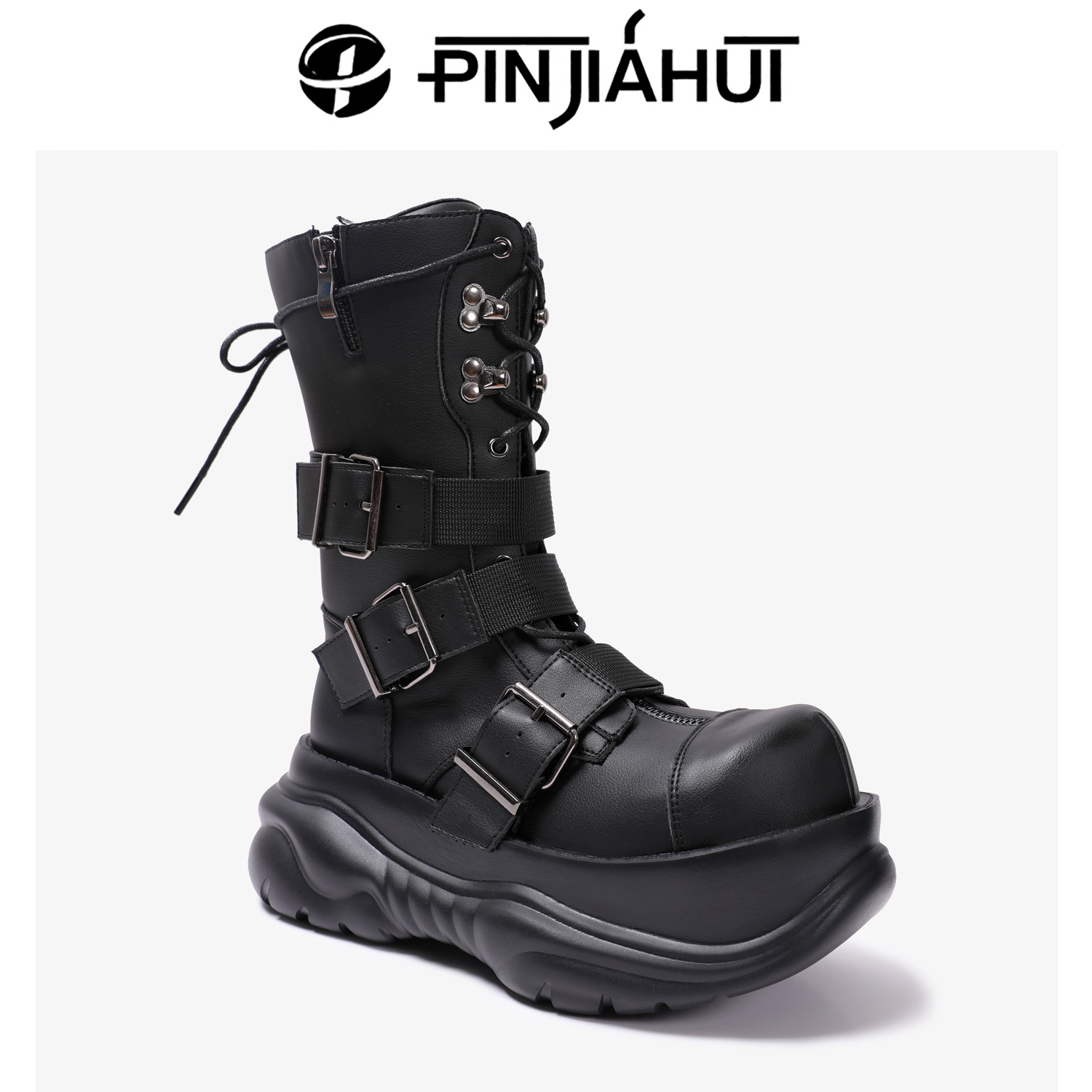 哥特暗黑松糕亚文化时尚短靴