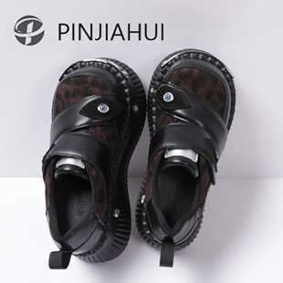 PJH 新款鬼怪恶魔小皮鞋女亚文化原宿风大头松糕鞋暗黑厚底单鞋