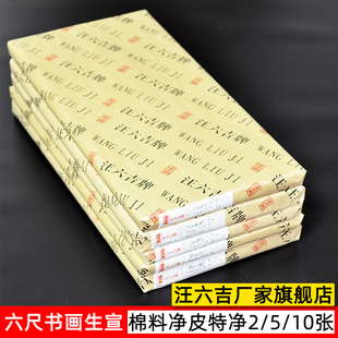 汪六吉宣纸厂家旗舰自营店六尺书画专用2 10张生宣棉料净皮特净