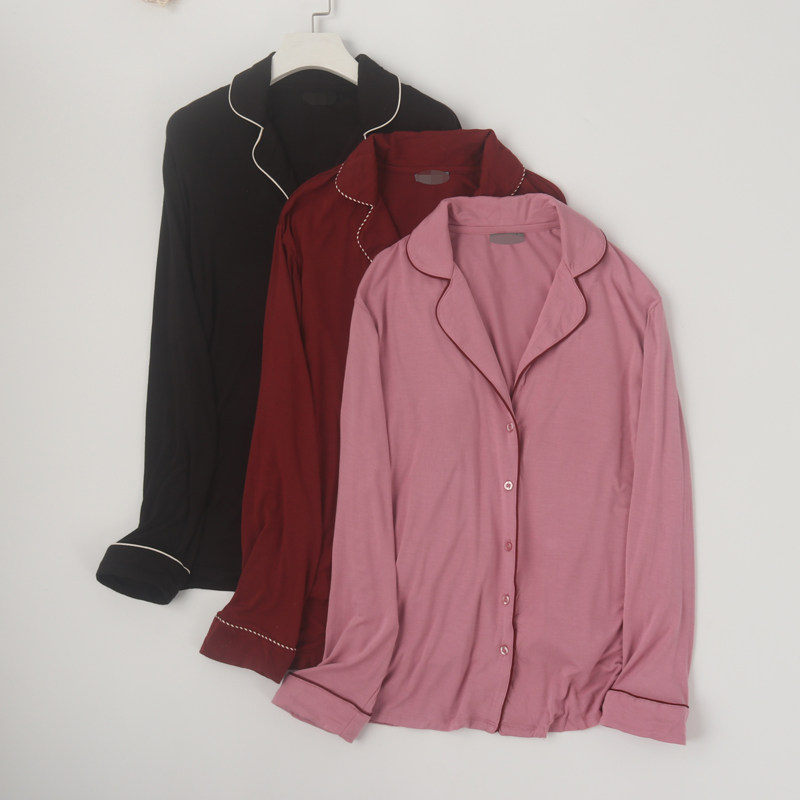 대외 무역 여성 모달 가디건 스타일 긴팔 얇은 홈웨어 잠옷 싱글 탑 봄과 여름 대형 에어컨 셔츠