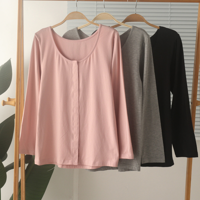 女莫代尔棉长袖家居服上衣打底衫
